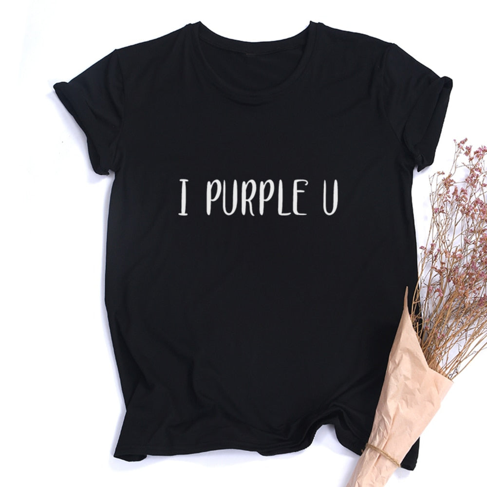 Female Short Sleeve KPOP I PURPLE U T-shirt Aesthetic High Quality Haut Femme Summer Top Tee Shirt Streetwear Cute Tshirts