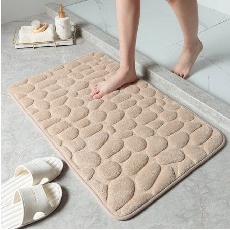 Cobblestone Embossed Bathroom Bath Mat Non-slip Carpets In Wash Basin Bathtub Side Floor Rug Shower Room Doormat Memory Foam Pad