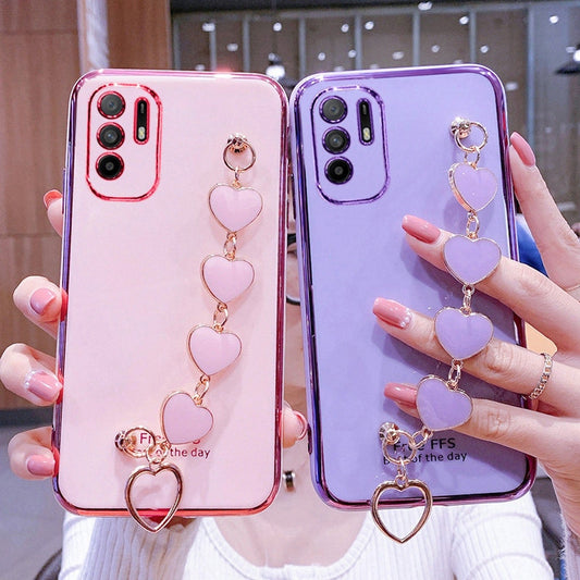 For Redmi Note11 Case Luxury Electroplated Heart Bracelet Holder Cases For Redmi Note 10 10S 10Pro 9S 9T 8Pro 8T 7 7A 8A 9 9A 9C