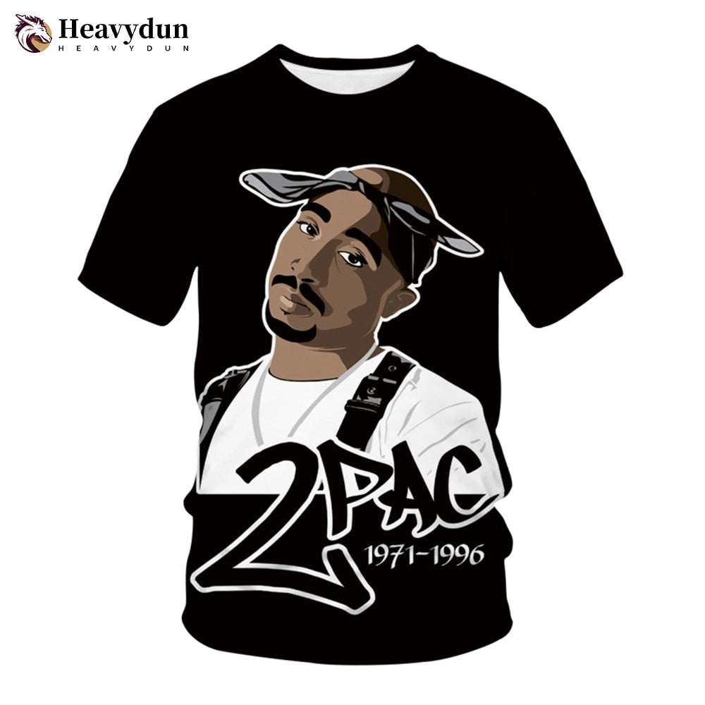 2Pac T-shirt Rapper Star Tupac 3D Print Streetwear Men Women Casual O-Neck T Shirt Rap Singer Hip Hop Music Tshirt Tops Clothing