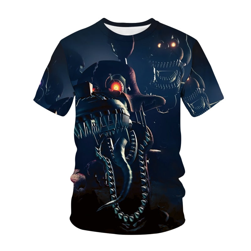 Five Night At Freddy T-shirt Horror Game FNAF 3D Print Streetwear Men Women Fashion T Shirt Children Tshirt Kids Boy Girl Tops