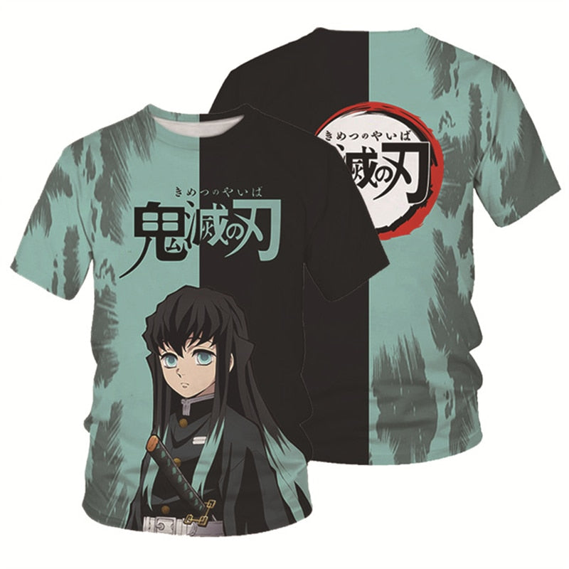 Summer Fashion Anime Demon Slayer Kochou Shinobu 3D T Shirt Kids Casual T-shirt Boy Girl Unisex Clothes Oversized Tshirt Tops