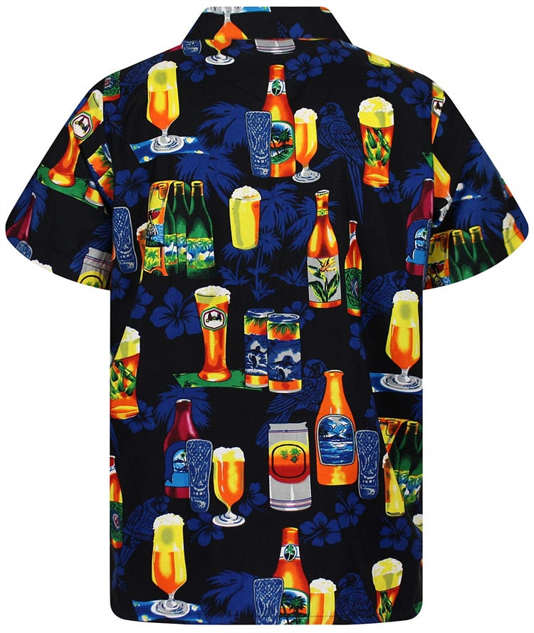 Hawaiian Shirt 3d Print Beer Short-sleeved Cuban Shirt Beach Wear Tshirt Top Party Vintage Style For Men Women Men's Clothing