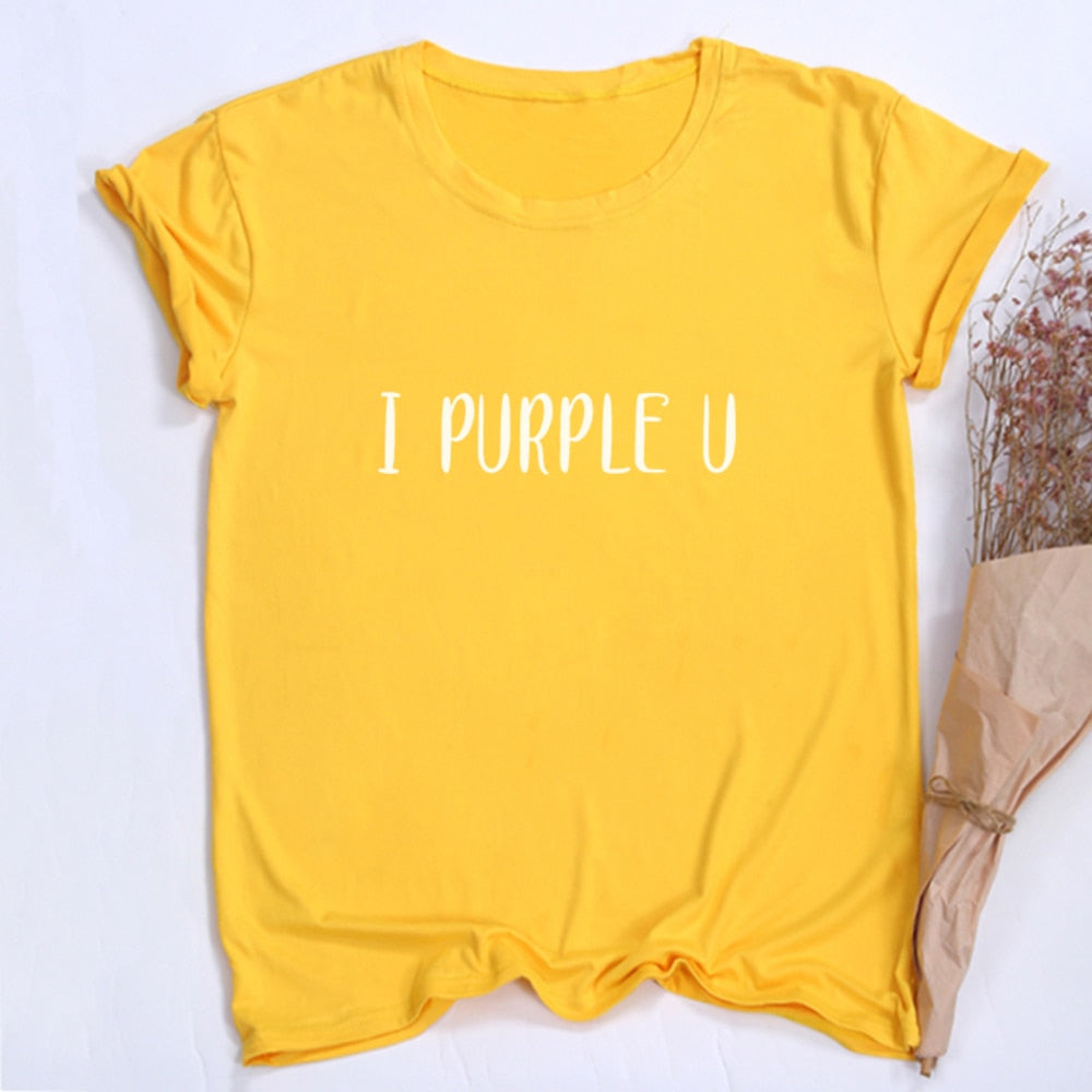 Female Short Sleeve KPOP I PURPLE U T-shirt Aesthetic High Quality Haut Femme Summer Top Tee Shirt Streetwear Cute Tshirts