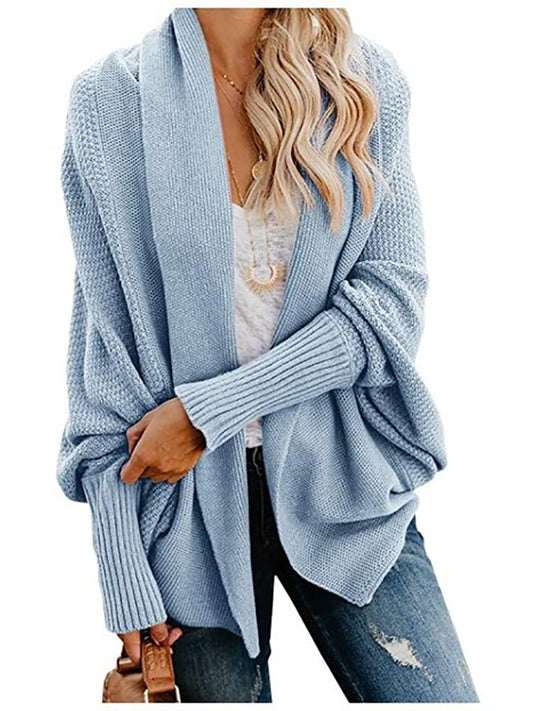 Fitshinling Oversized Sweater Cardigan Female Clothes Patchwork Batwing Sleeve Long Outerwear Women Winter Big Size Jacket Coat