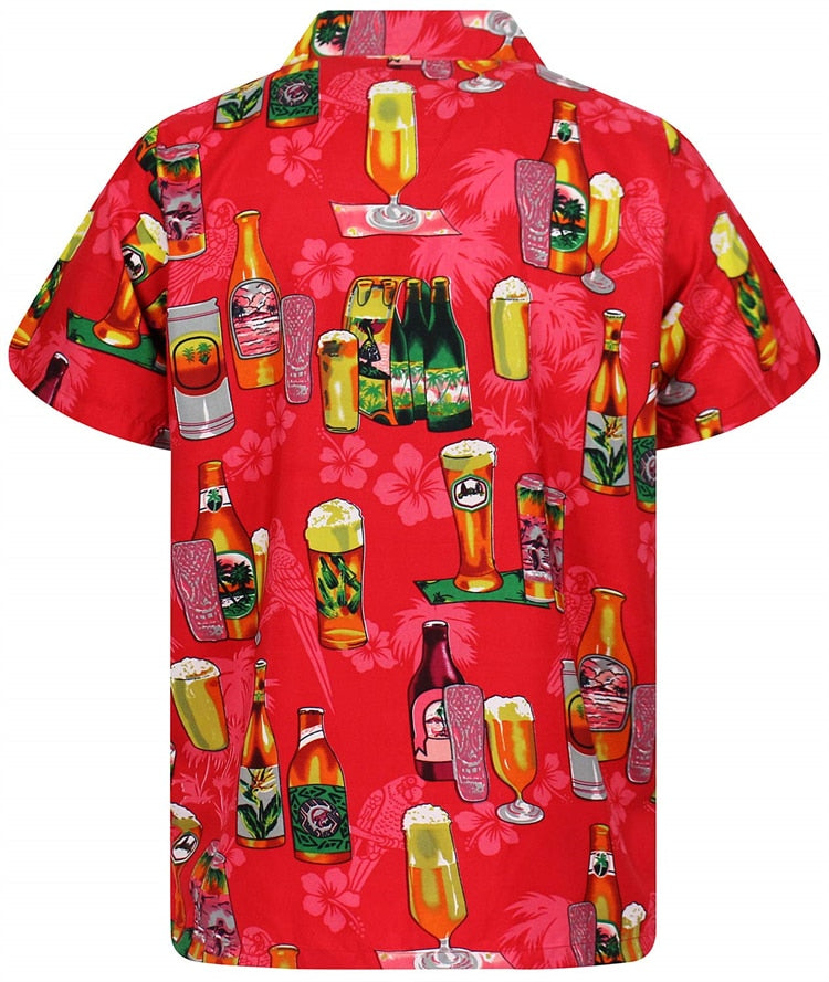 Hawaiian Shirt 3d Print Beer Short-sleeved Cuban Shirt Beach Wear Tshirt Top Party Vintage Style For Men Women Men's Clothing