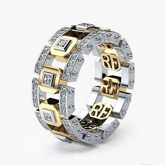 and   Mix  Two Tone  Rings for Women Fashion Design Modern Jewelry New Lady Accessory Ring Gift H5M071