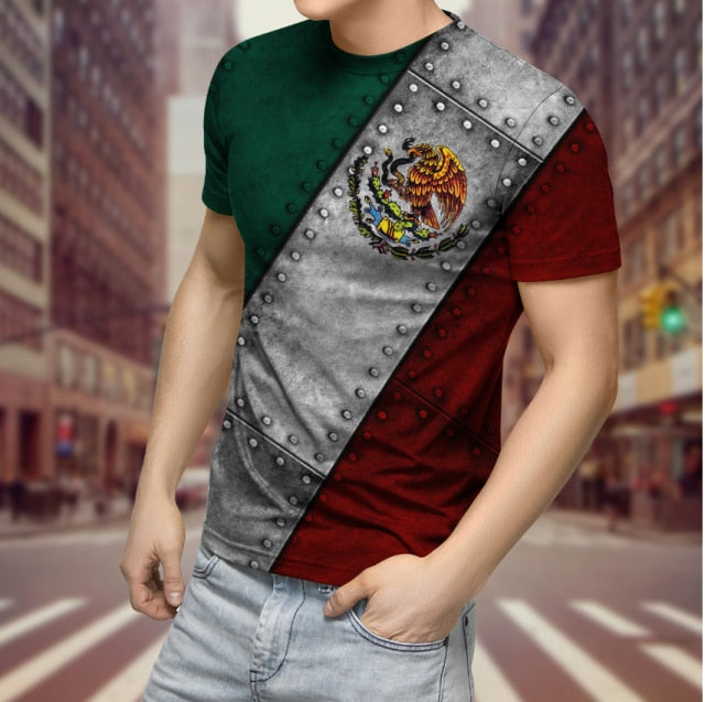 2022 Streetwear Fashion T-shirt Men&#39;s Short-sleeved Loose T-shirt Aztec Mexico Tattoo 3D Printing Slim Round Neck Tshirt Men