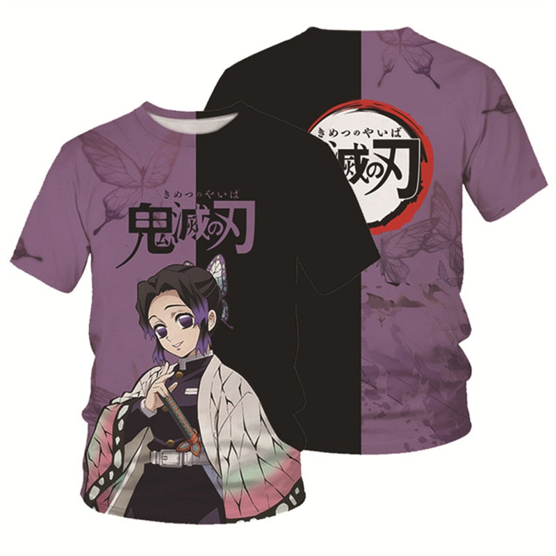 Summer Fashion Anime Demon Slayer Kochou Shinobu 3D T Shirt Kids Casual T-shirt Boy Girl Unisex Clothes Oversized Tshirt Tops