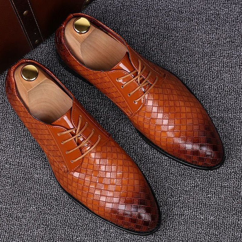 Formal Leather Shoes Men Dress Business Shoes Male Geometric Red Oxfords Party Wedding Casual Men's Flats Chaussure Homme88