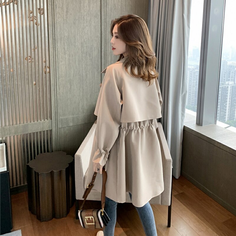 FTLZZ Women Windbreaker Spring Autumn Classic Trench Coat Casual Thin Female Overcoat Long Coat Female Slim Outwear Coats