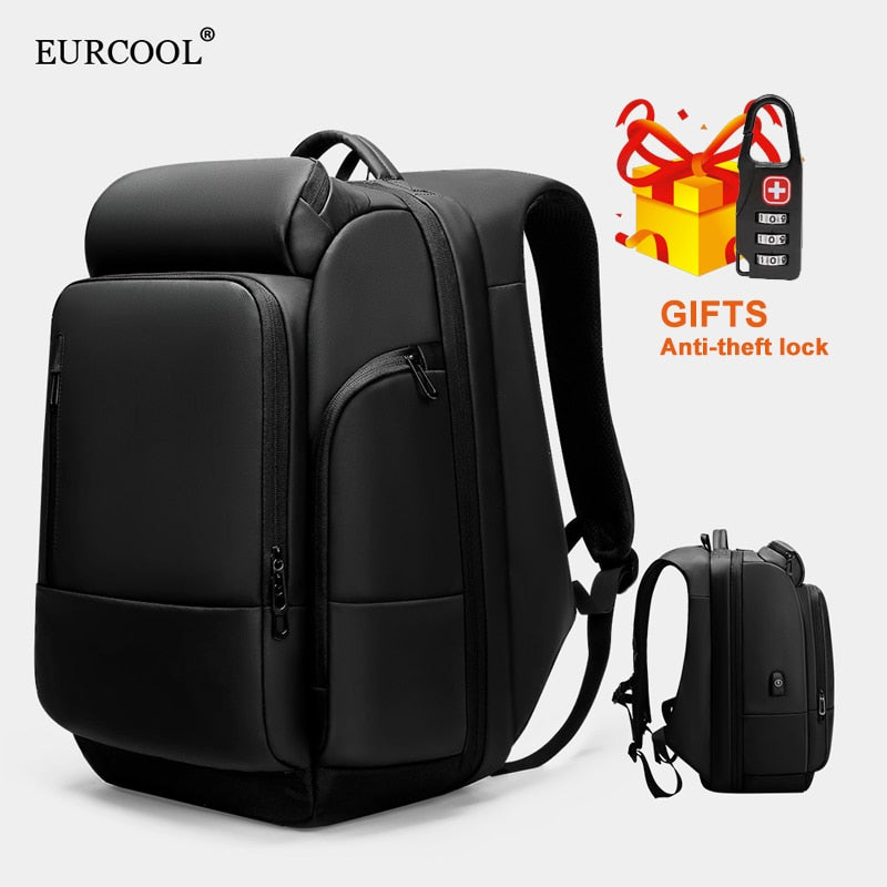 EURCOOL 17 Inch Laptop Backpack For Men Waterproof Functional with USB Charging Backpacks Male Business Men&#39;s Rucksack Mochila