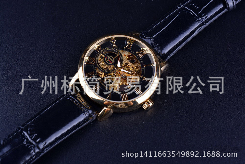 Mechanical Gold Watch Man Mens Watches Top Brand Luxury 2020 Design WINNER Watch Male Skeleton Leather Classic Relogio Masculino