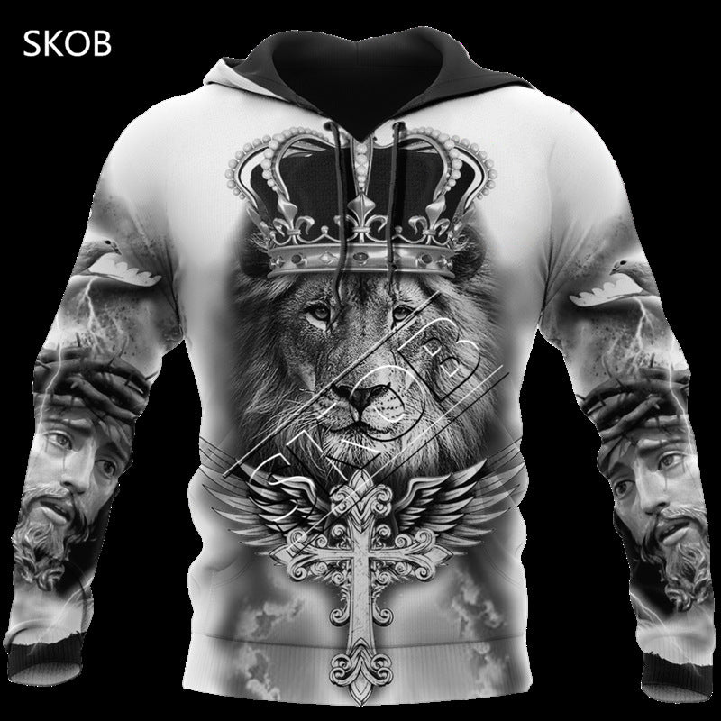 European and American cross-border trade 3D digital printed animal patterns men's and women's hoodies European and American painted men's hoodies