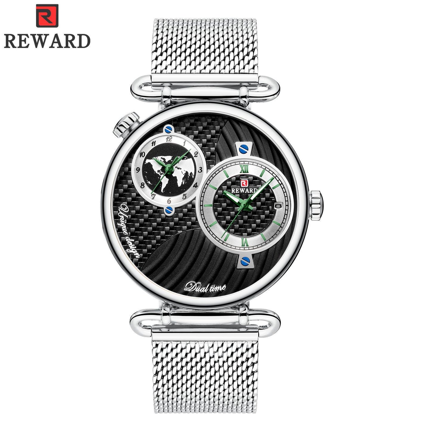 Tianri J Sports Quartz Watch Multi-time zone, Waterproof Sports Creative Ultra-Thin Steel Strap