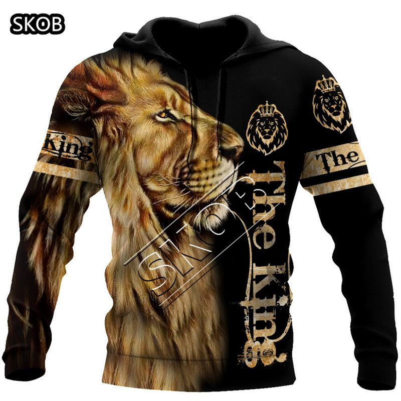 European and American cross-border trade 3D digital printed animal patterns men's and women's hoodies European and American painted men's hoodies