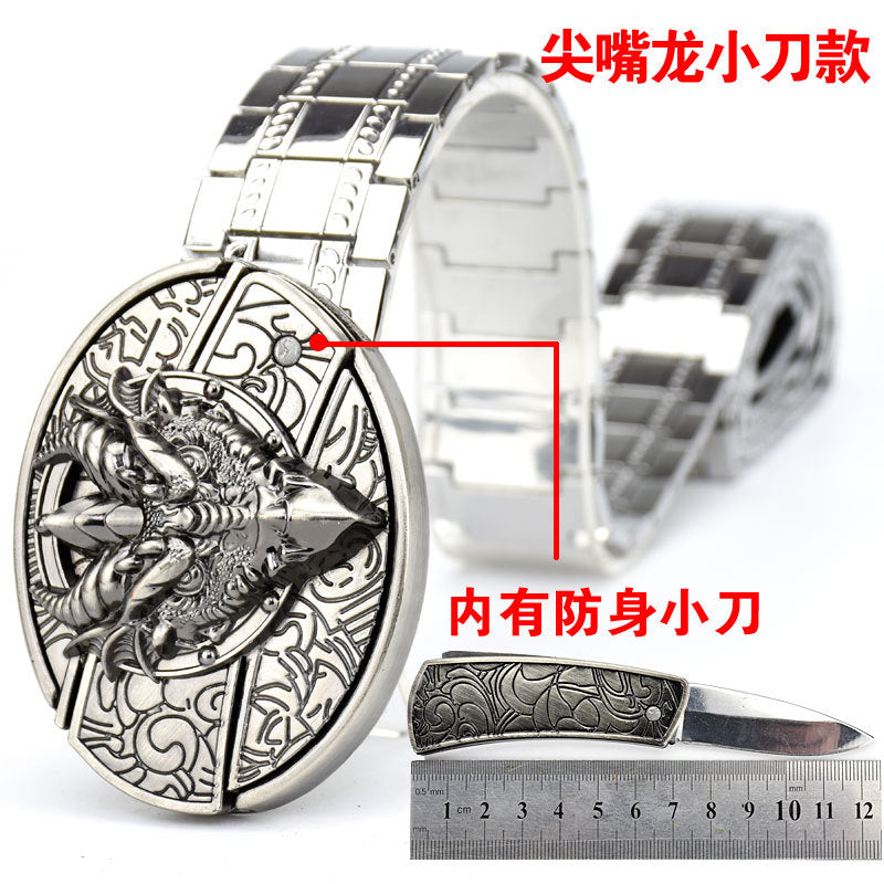 Letter Buckle Men's Punk Style Stainless Steel Self-Defense Metal Belt Z Orspecial Personalized Color: D Belt Length: 110cm