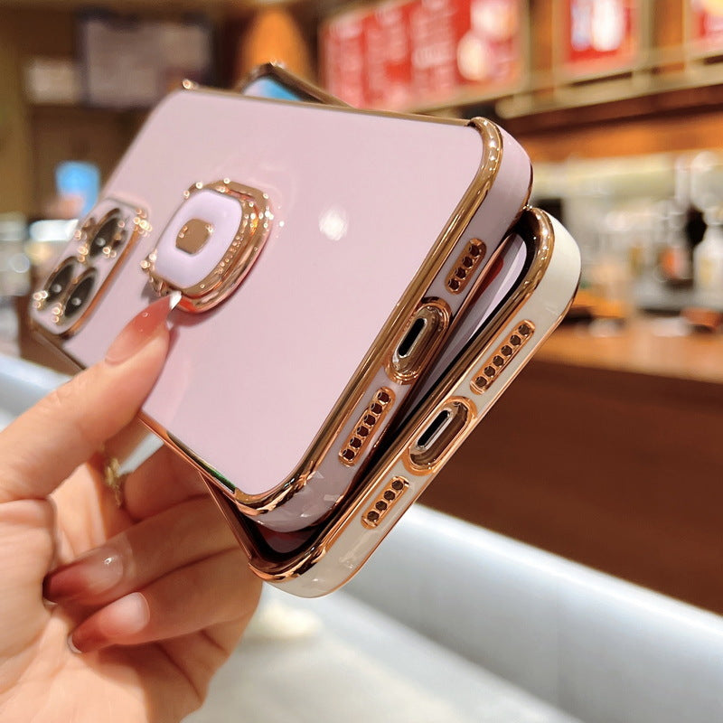 Suitable for iPhone13 electroplated bear stand mobile phone case 12PRO apple 11 all-inclusive anti-fall XSMAX protective cover