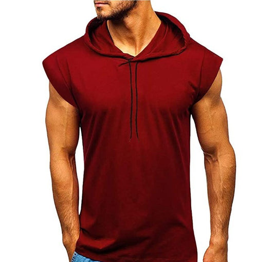 Sports Drawstring Hooded Tank Top