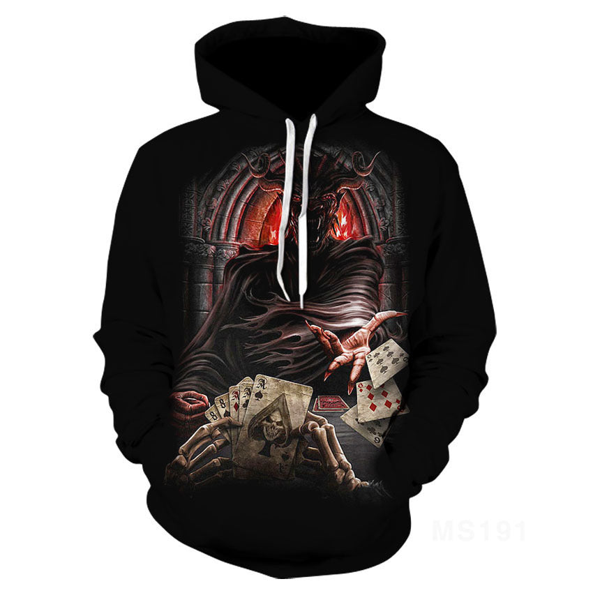 Men's Casual Hooded Hoodies Print Daily Long Black Pullover Print Sports Unisex Sleeve Prints Sweatshirts Designer Sweatshirt Hoodie Graphic Skull 3D Color: Black Size: XL